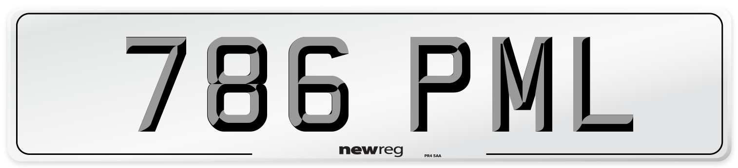 786 PML Number Plate from New Reg